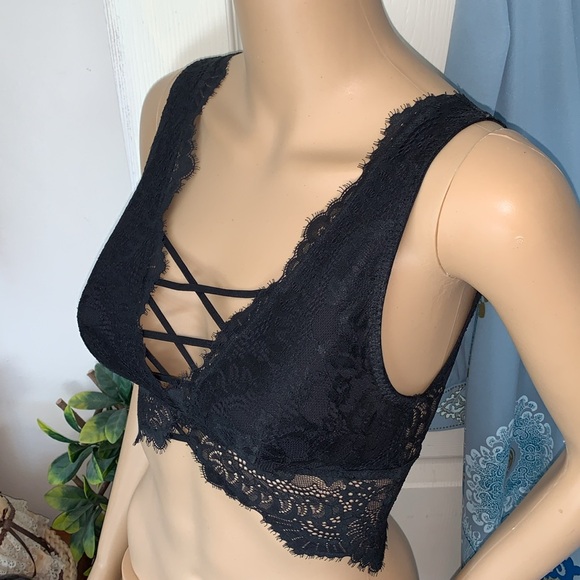 La Senza lace up padded backless black lace bra XS - Picture 10 of 12